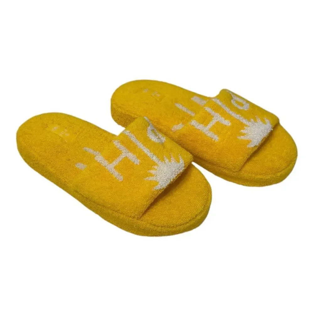 PH Palm Heights Collection Terry Cloth Beach Slides Yellow Sandals Slippers 40
